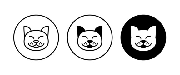 cat head icon, kitten icons button, vector, sign, symbol, logo, illustration, editable stroke, flat design style isolated on white
