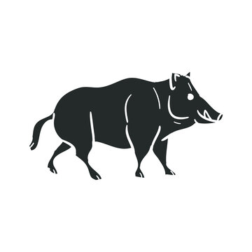 Wild Boar Icon Silhouette Illustration. Forest Animals Vector Graphic Pictogram Symbol Clip Art. Doodle Sketch Black Sign.