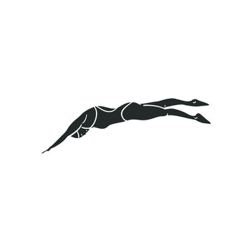 Swimmer Vector Graphic Pictogram Symbol Clip Art. Doodle Sketch Black Sign.