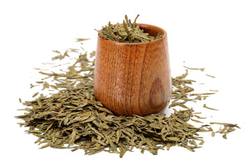 Green tea - Longjing on white background