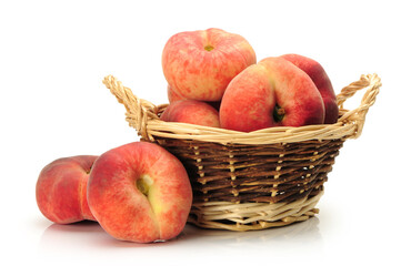 chinese flat peaches on white background