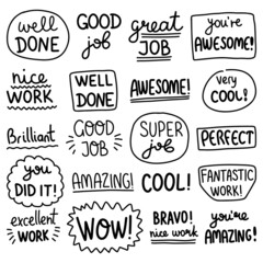 Fototapeta premium Job and great job stickers vector illustration