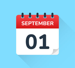 1 September - Daily calendar icon vector illustration. Day and month symbol.