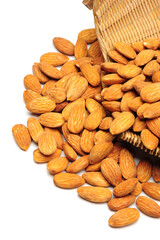 almonds nuts on white background