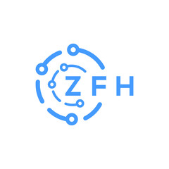 ZFH technology letter logo design on white  background. ZFH creative initials technology letter logo concept. ZFH technology letter design.
 