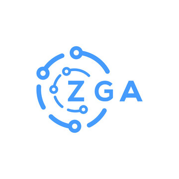 ZGA technology letter logo design on white  background. ZGA creative initials technology letter logo concept. ZGA technology letter design.

