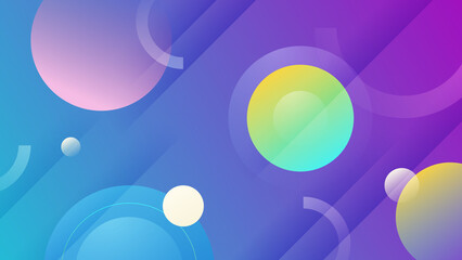 Colorful blue pink rainbow circles background or vector frame. Geometric colourful colorful wallpaper for poster, certificate, presentation, landing page