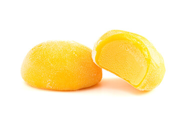 Mango Mochi Ice Cream on a White Background