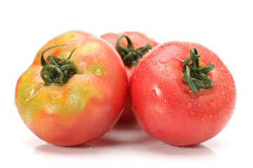 fresh tomatoes on white background 