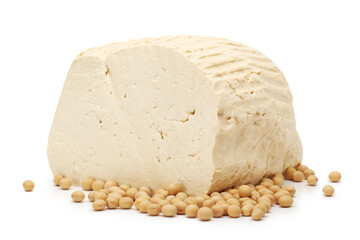 Tofu on white background