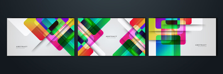 Set of dynamic gradient with colorful shape abstract design background