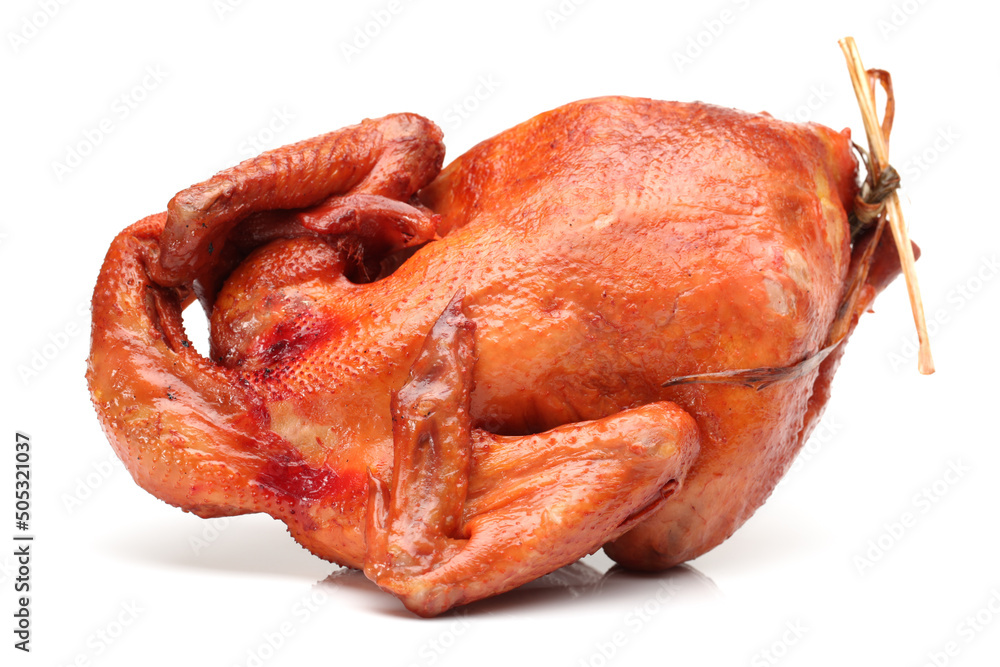 Canvas Prints Roast Chicken on white background