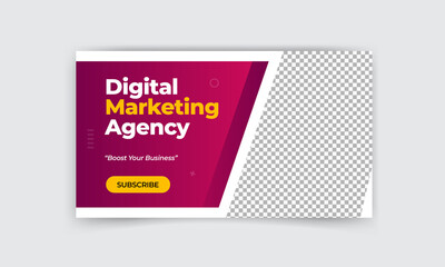 Editable youtube video thumbnail design for opening video. Customizable thumbnail cover for live workshop business and webinar. web banner design. 