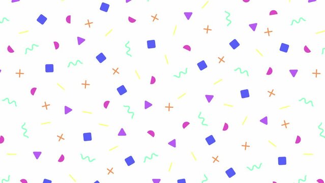 Candy-colored abstract motion graphics. Seamless shape animation with loop playback.