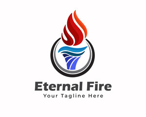 abstract torch fire eternal fire sport logo icon symbol template illustration inspiration - obrazy, fototapety, plakaty