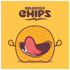 chips cartoon. food vector illustration