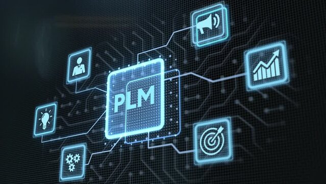 PLM Product lifecycle management system technology concept. Technology, Internet and network concept.