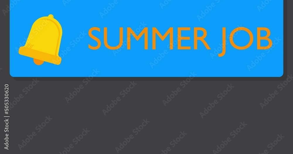 Poster summer job. text on notification bubble from portable information device screen. mobile app message,