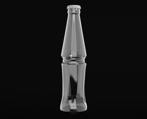 Realistic clear white glass bottle. 330 ml volume mockup for beer, lemonade, soda, cider, tonic or other liquid products. 3d high quality isolated render on black background