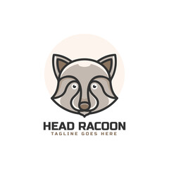 HEAD RACOON LOGO, SIMPLE MASCOT STYLE