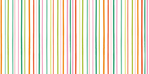 Striped pattern background banner. Vector seamless repeat border of hand drawn organic vertical stripes.