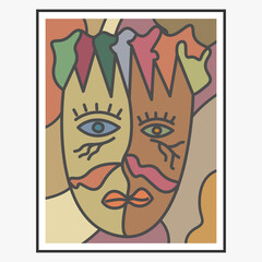 Abstract face art suitable for wall decoration