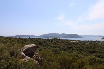 landscape with blue sky and clouds on corsica