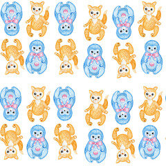 teddy bear, rabbit, fox, hedgehog, watercolor, freehand, clipart, sublimation, cute, for children, toys pattern