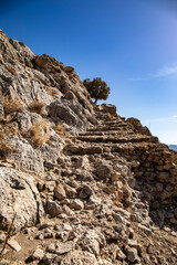 Ruined Feraklos castle on the east coast of the island of Rhodes island