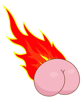 Butt hurt sign. Ass on fire symbol. ButtHurt icon.