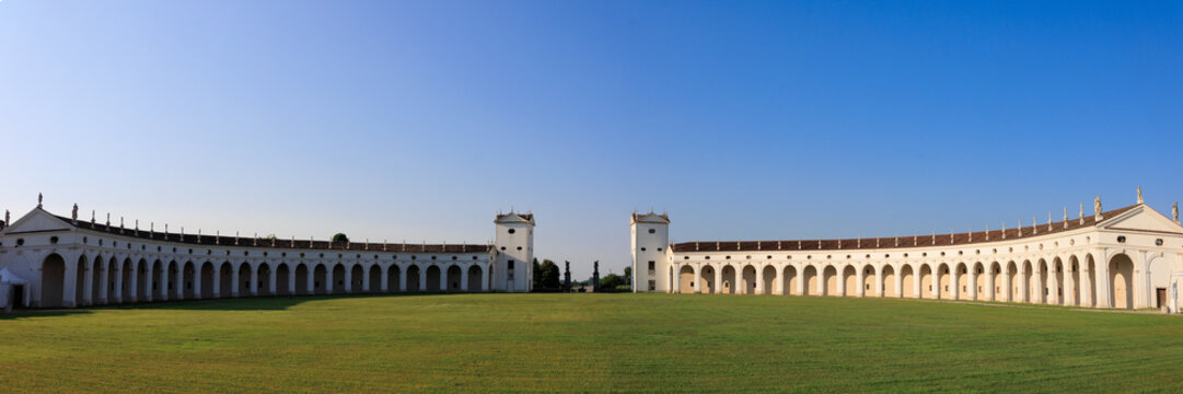 Codroipo Italy.  May 05_2022 Villa Manin Codroipo Italy. arcaded buildings used as stables