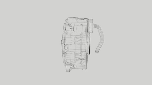 Artist rendering EV motor, high performance electric vehicle motor, wireframe.
