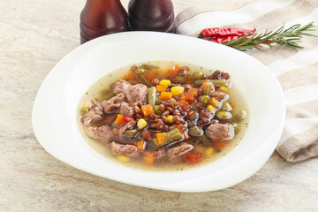 Soup with lentil and chicken