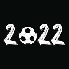 2022 with soccer ball design . with black background. vector illustration design. sports theme.