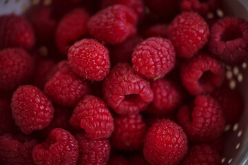 Full Frame Shot Of Raspberries. Fresh Raspberries.