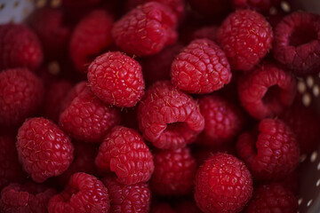 Full Frame Shot Of Raspberries. Fresh Raspberries.