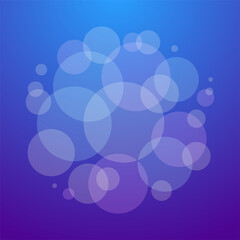 Magic blue bokeh background. Beautiful layout with defocused effect. Editable template for social networks or a greeting cards. Vector 10 EPS.