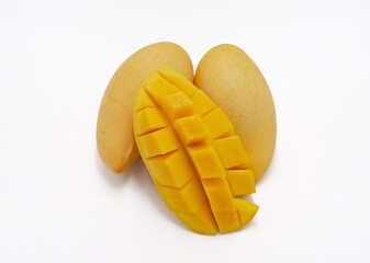 Fresh mango slice isolated on white background
