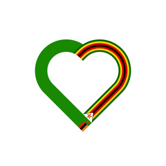 unity concept. heart ribbon icon of zambia and zimbabwe flags. vector illustration isolated on white background - obrazy, fototapety, plakaty
