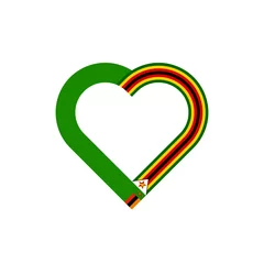 Foto op Aluminium unity concept. heart ribbon icon of zambia and zimbabwe flags. vector illustration isolated on white background © Sakchai