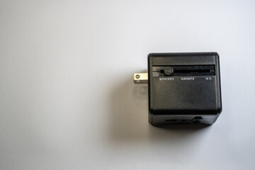 Power jack adapter with a choice of UK, Europe and USA regional patterns with negative space...