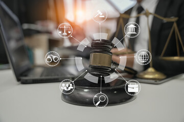 Male lawyer or judge consult having team meeting with client, Law and Legal services concept