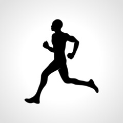 Fototapeta na wymiar Silhouette of a running man or jogger or sprinter. Jogging and sprint concept icon or symbol.