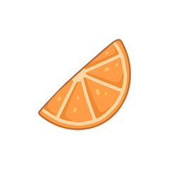 A slice of orange in cartoon style. Vector isolated food illustration.