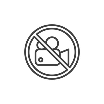 No Video Recording Sign Line Icon