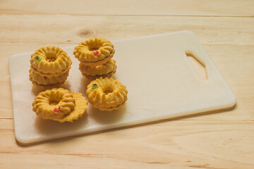 Butter cookies decorated with dried fruit