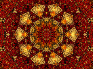Glowing fiery oriental ornament, image for Buddhist mantra