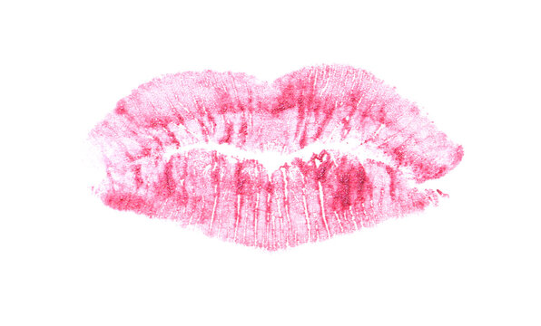 Lipstick kiss mark isolated on white, top view