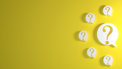 Question marks standing on a yellow background