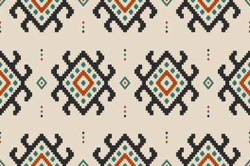 Abstract ethnic ikat art. Geometric seamless pattern in tribal. Fabric Indian style. Design for background, wallpaper, vector illustration, fabric, clothing, carpet, textile, batik, embroidery.